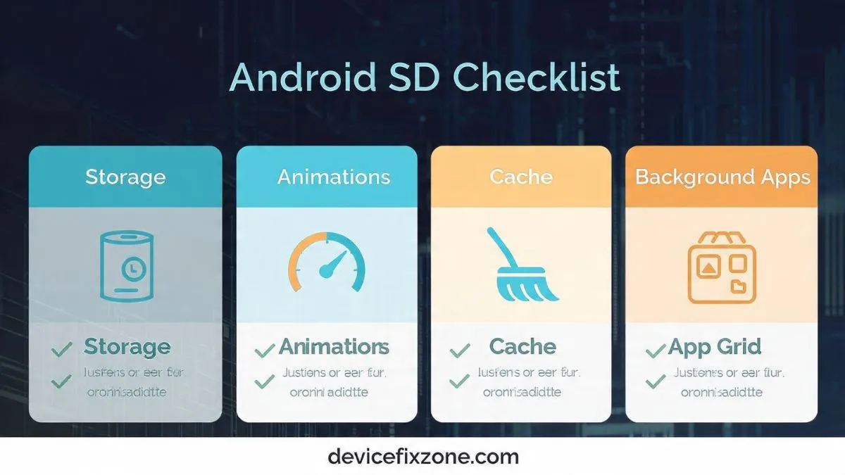 Infographic summarizing the 7 steps to fix a slow Android phone