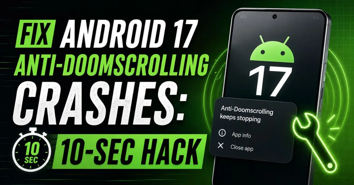 Fix Android 17 Anti-Doomscrolling Crashes: 10-Sec Hack